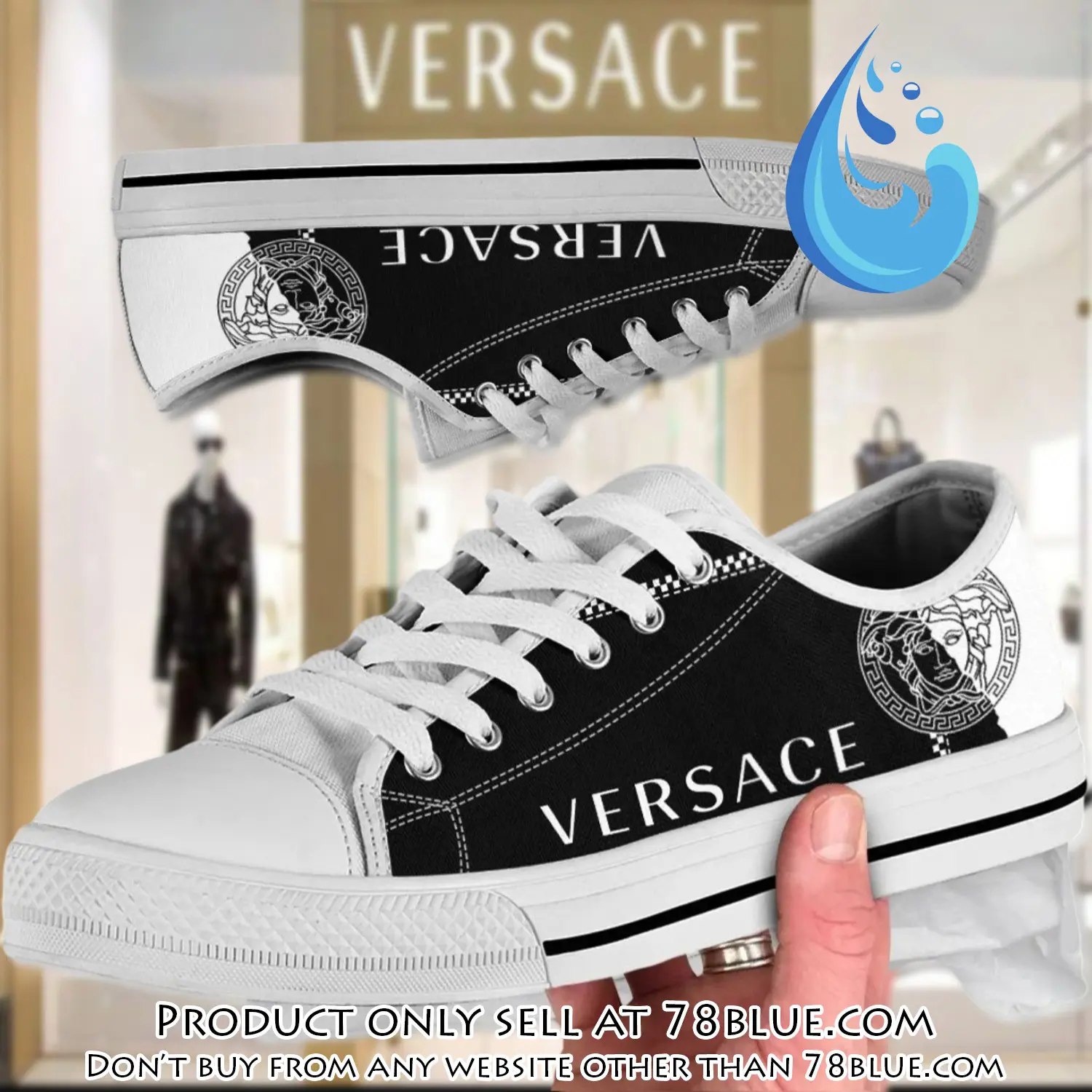 Versace black white medusa low top canvas shoes luxury brand gifts for men women 78b0528036